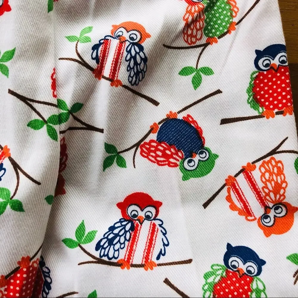 Vintage Owl Pattern Kid's 4T Pants Pajama Bottoms Colorful 70s 80s Cute Unisex